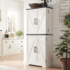 ACCOHOHO 72" Tall Wooden Pantry Storage Cabinet with Door Shelves & Drawer | Farmhouse, Barn Doors, Adjustable Shelves, Freestanding, Anti-tip Kit, for Kitchen, Dining Room, Living Room