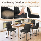 LUE BONA Comfortable Dining Room Chairs Set of 4, Modern Upholstered Kitchen Chairs with Padded Back & Thick Metal Legs for Dining Room, Black PU Leather