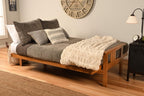 Kodiak Furniture Monterey Futon Set, No Drawers, with Butternut Base and Oregon Trail Saddle Mattress