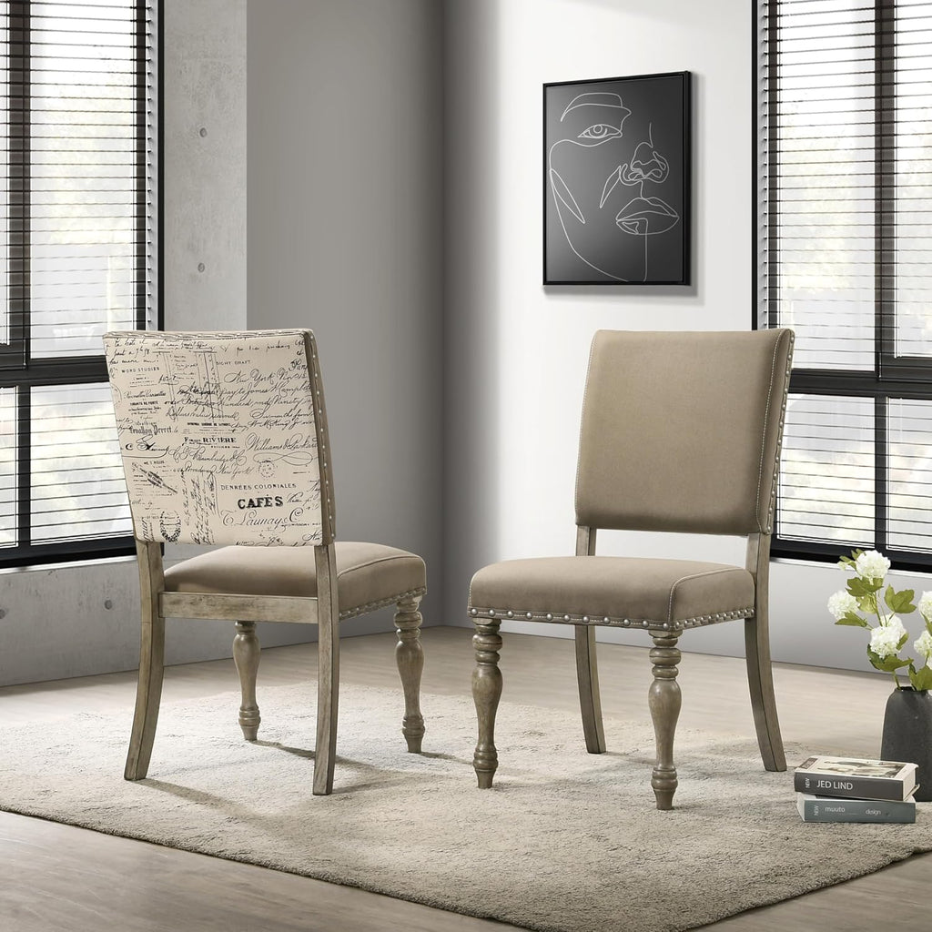 Roundhill Furniture Birmingham Dining Set, One Size, Driftwood Finish