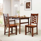 GIANTEX Wooden Dining Chairs Set of 2, Kitchen Chair w/Solid Rubber Wood Frame, High Hollowed Backrest, Wide Seat, 400 LBS Load, Farmhouse Side Chairs for Kitchen, Dining Room, Living Room