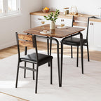 GAOMON 3-Piece Dining Table Set, Sturdy Wooden Square Table and Chair Breakfast Table Set for 2 Person,for Home or Commercial Dining Room,Vintage Brown