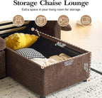 VINGLI Sectional Sleeper Sofa with Pull Out Couch Bed, 111 Inch U-Shaped Convertible Sofa Bed, 7 Seat Modular Sectional Couches for Living Room with Storage Chaise, USB Charging, Side Pockets
