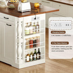 Kitchen Island with Drop Leaf, 47.6" Kitchen Island with Storage | with Power Outlet & Trash Bin Rolling Kitchen Cart with Spice Rack Island Table for Kitchen Breakfast Home Bar, Antique White