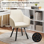 Furniliving Swivel Dining Chairs Set of 2, 360° Swivel Dining Room Chairs with Mental Legs, Mid Century Modern Kitchen Dining Room Chairs with Arms & Thickened Cushions for Kitchen, Velvet, Beige