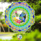Hummingbird Wind Spinners for Yard and Garden, 12 inch 3D Metal Wind Spinner, Hummingbird Gifts for Mom and Dad, Hanging Wind Spinner for Outdoor & Indoor Decorations