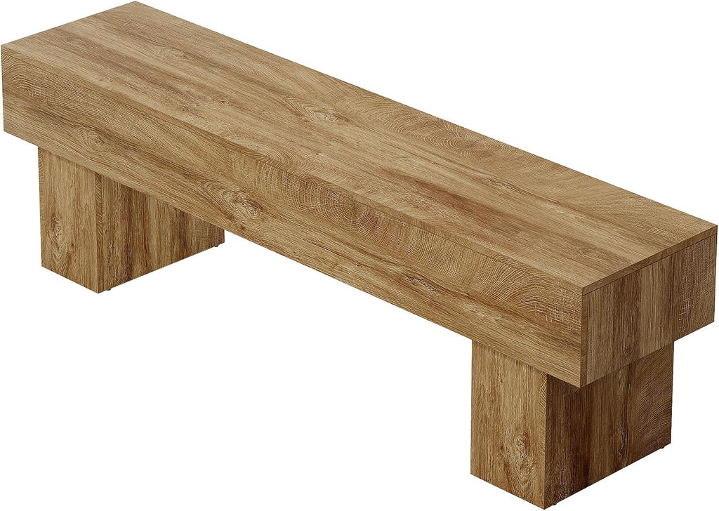 Tribesigns 63" Long Entryway Bench, Rustic Farmhouse End of Bed Bench, Wooden Shoe Bench Seat for Hallway, Living Room, End of Bed, Light Brown