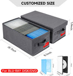 NUSWOR Upgrades DVD Storage Box - 2Pack DVD Organizer with Lid - Grey | Perfect DVD Case Storage Solution - DVD Holder 15.75 x 8.1 x 6.1 inches - Holds 50 DVDs