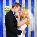 Silver and Blue Tinsel Backdrop Foil Fringe Curtains, 2Pack Birthday Door Decorations Photo Backdrop, Party Streamers Supplies for Bachelorette, Graduation, Christmas, Disco Decor New Year Decorations