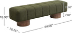 Merax 64" Upholstered Boucle Dining Bench Entryway End of Bed Ottoman Bench for Living Room Bedroom Dining Room, Wood Leg, Bear 300 LBS, No-Assembly (Green)