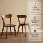 HNY Farmhouse Solid Wood Dining Chairs Set of 6, Mid Century Modern Armless Kitchen & Dining Room Chairs with Curved Back, 300 LBS Capacity, Walnut for Home, Apartment