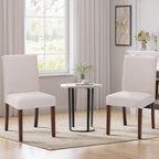 MALOL Upholstered Dining Chairs Set of 2, Fabric Dining Room Chairs, Modern Wooden Dining Chair, Kitchen Side Chairs, Farmhouse Dinner Chair with High Back for Kitchen, Beige