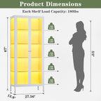 Lucky Monet 5-Tier Display Cabinet with 12 Color Lights & Glass Doors, 67" Lighted Curio Cabinet with Adjustable Shelves, Glass Metal Display Case for Collectibles Figures China (White)