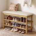 VASAGLE Mariel Collection - Shoe Bench, Wooden Entryway Bench with Padded Seat, 2-Tier Shoe Storage Rack, 31.5 x 11.6 x 19.7 inches, for Entryway and Bedroom, Natural Brown ULSB180K101S