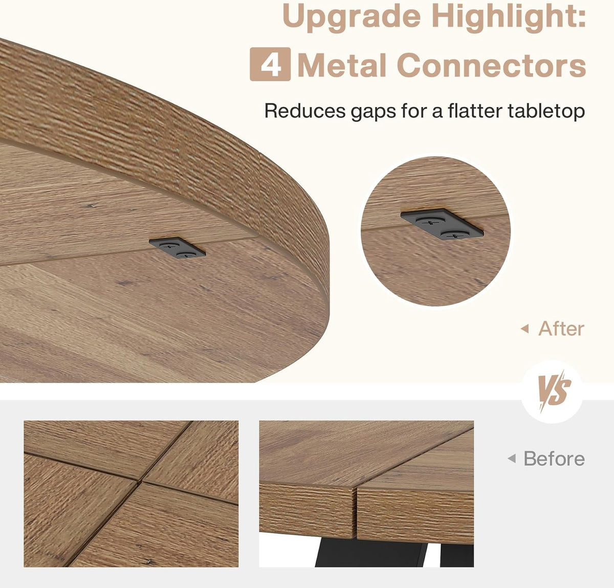 Tribesigns 47 inch Round Dining Table Wood Kitchen Table for Dining Room, 47" Dinner Room Tables for 4-6, Farmhouse Accent Furniture with Wooden Tabletop and Cross Base, Brown+Black