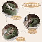 DAMAIFROM 50.5" W x 67" D Oversized Chaise Lounge Chair with Ottoman,Green | 38D Sponge,Round Reading Chair Luxury Plush Cloud Circle Sleeper for Living Room Bedroom, 5 Pillows,Corduroy