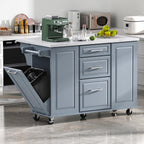 Rolling Kitchen Island Cart with Marble Countertop, Mobile Storage Kitchen Cabinet with Drawers & Cabinets for Small Kitchen Apartment