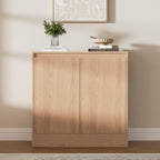 Housoul Buffet Cabinet with Storage, Coffee Bar Cabinet with 2 Doors and Adjustable Shelf, Modern Kitchen Buffet Sideboard for Living Room, Kitchen, Oak