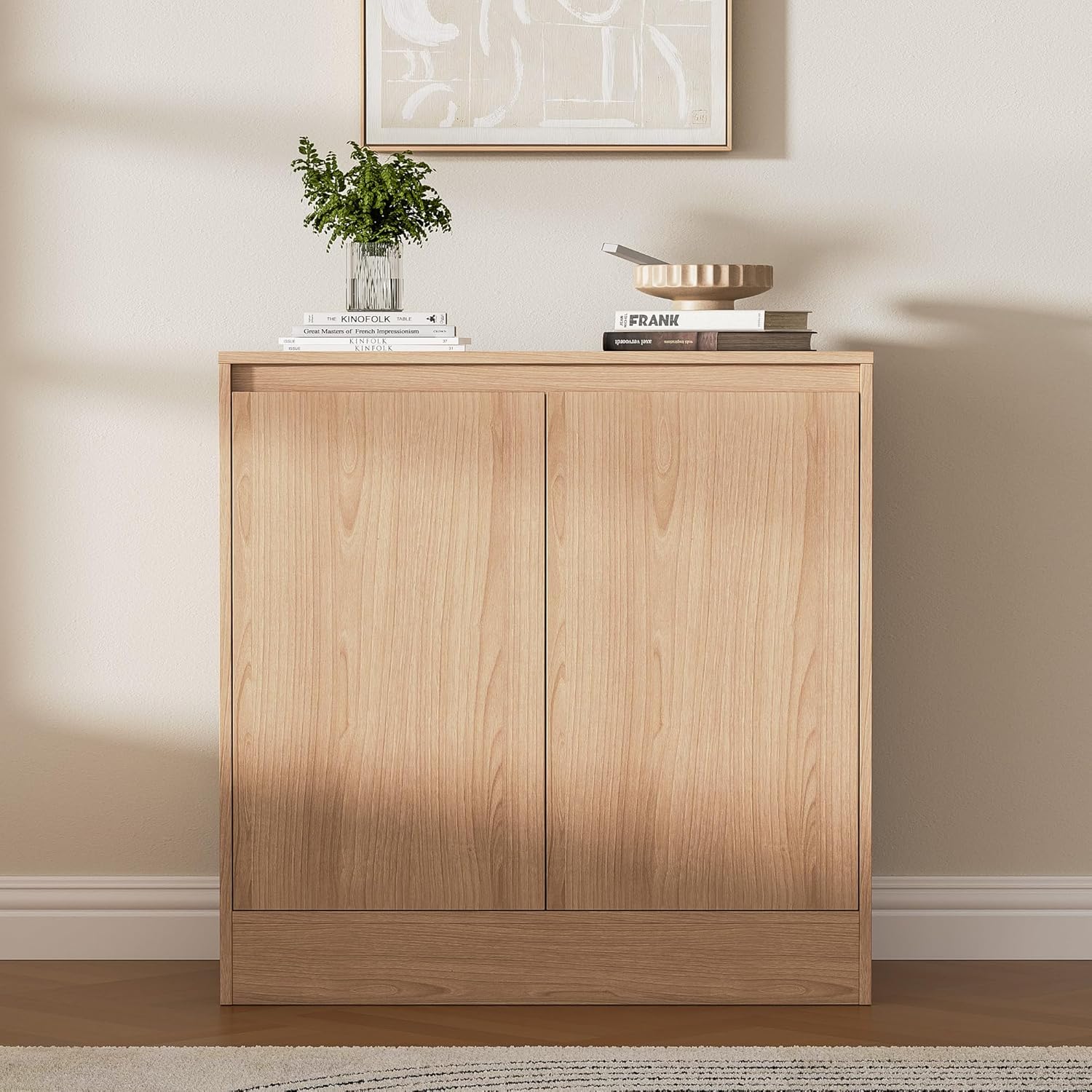 Housoul Buffet Cabinet with Storage, Coffee Bar Cabinet with 2 Doors and Adjustable Shelf, Modern Kitchen Buffet Sideboard for Living Room, Kitchen, Oak