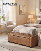 SONGMICS Storage Ottoman,ULOM521KQ01 | Buttons Decoration, Non-Slip Foot Pads, 661.4 lb Load Capacity, Coffee Brown, MACEO Collection ULOM521KQ01