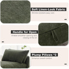 67"End of Bed Storage Bench King Size,Upholstered Bedroom Bench,Green | Linen Storage Bench for Bedroom End of Bed ,2 Cushion, Vintage Wood Legs ,Tufted,Storage Ottoman Bench for Entryway Window