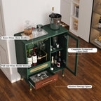 ARTPOWER Modern Coffee Bar Cabinet with Pull-Out Wine Storage, Green | Bar Cart with Wine Glass Rack and Drawers, Liquor Cabinet for Kitchen, Dining Room, Living Room