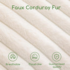 HIGOGOGO Round Stuffed Pouf Ottoman, Stripe Faux Fur Poufs with Foam Chunk Filling, Furry and Fluffy Pouf Foot Stool Storage Ottoman, 20 X 15 Floor Poufs Foot Rest for Living Room, Beige