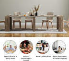 Extendable Dining Table, Transformer Extra Console Table for 1-12 People, Folding Space Saving Dining Room Table for Homes, Apartments, Oak