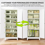 AQY 75" Pantry Cabinet, White Freestanding Storage Cabinet with 5 Adjustable Shelves, Metal Pantry Cupboard with Ventilation Design & Hanging Hooks, 2-Door Kitchen Organizer for Living Room Kitchen
