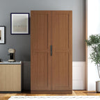 62.99" Kitchen Pantry Cabinet, Walnut Freestanding Buffet Cupboard with Doors & Adjustable Shelves, Tall Storage Cabinet for Kitchen, Dining Room & Living Room