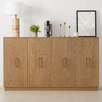 RoyalCraft 60'' Large Buffet Cabinet with Storage, Fluted Sideboard with Doors and Adjustable Shelves, Wood Credenzas Console Coffee Bar Cabinet for Kitchen, Living Room, Rustic Oak