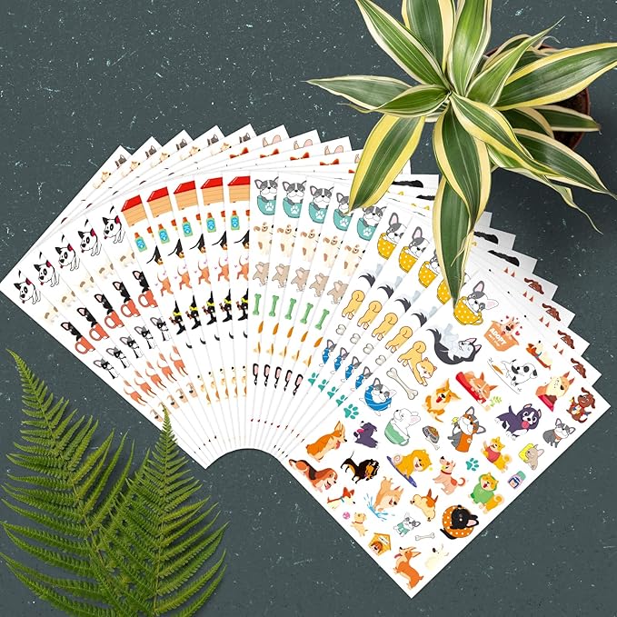 Cute Dog Stickers Puppy Pet Decal Sticker 780 Counts Party Gifts Goodie Bags Decor School Reward Animal Birthday Party Favors Vinyl Waterproof Dog Water Bottle Laptop Stickers Invitation Decor