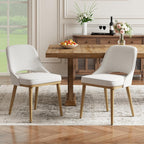 MALOL Wooden Dining Chairs Set of 2, Modern Fabric Upholstered Dining Room Chair, Kitchen Side Chairs, Farmhouse Armless Dinner Chair with Open Back for Kitchen, Beige