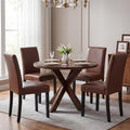 LSSBOUGHT Modern Dining Chair Urban Style Linen Kicthen Chairs with Solid Wood Legs for Dining Room and Restaurant (Brown, Set of 4)