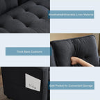 VINGLI Upgraded Loveseat Sleeper, 53.5" W 83" L Convertible Sofa Bed Couch Futon Couches for Living Room, Folding Couch Bed for Small Spaces, Fold Out Floor Gaming Sofa Bed for Basement, Black