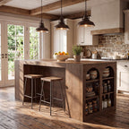 Tribesigns 78.7" Large Kitchen Island Table with Storage & Seating Space | Farmhouse Island Table with Arched Open Shelves, Modern Stationary Island Storage Table for Kitchen Dining Room, Brown