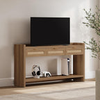 SICOTAS 60" Rattan Console Table for Entryway - Farmhouse Entry Table Sofa Table with 3 Drawers, Narrow TV Console Table with Storage for Living Room, Hallway, Couch, Foyer