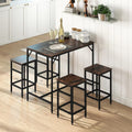HOMCOM 5-Piece Industrial Dining Table Set, Bar Table Chair Set Black/Brown | 4 Stools Included, Space Saving, Pub & Kitchen