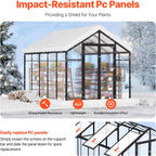 VEVOR Polycarbonate Garden Greenhouse, 8 x 10 Ft, with 2 Ventilation Windows, Hinged Door, Pavilion Style, Large Aluminium Greenhouse Kit, Flower Plant Shelter for Outdoors, Backyard