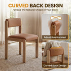 CIMOTA Faux Leather Dining Chairs Set of 4, Mid Century Modern Upholstered Dining Room Chairs with Wood Frame/Adjustable Back for Kitchen, PU Brown
