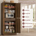 Unikito 71" Tall Farmhouse Kitchen Pantry Storage Cabinet with Barn Doors | Storage Drawer, Adjustable Shelves, Wooden Storage Cupboard, Versatile for Kitchen, Dining Room, Bathroom, Utility Room