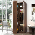 ZeHuoGe Kitchen Pantry Cabinet with Multi-Functional Pull-Out Multi-Tier Storage Shelf,Farmhouse Storage Cabinet with Glass Doors,Pantry Organizers for Kitchen, bar Cabinet,Dining Room