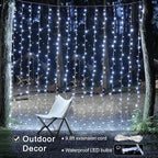 JMEXSUSS 300 LED 9.8x9.8Ft Curtain Lights Indoor with Remote, White Christmas Lights Plug in, 8 Modes White String Lights for Bedroom Wall Wedding Reception Dorm Party Backdrop Window Outdoor Decor
