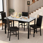 Hooseng Dining Table Set for 4 Faux Marble Kitchen Table and Chairs Set of 4,5 Piece with PU Leather Upholstered Dinner Chairs for Compact Dining Room,Small Space,Black