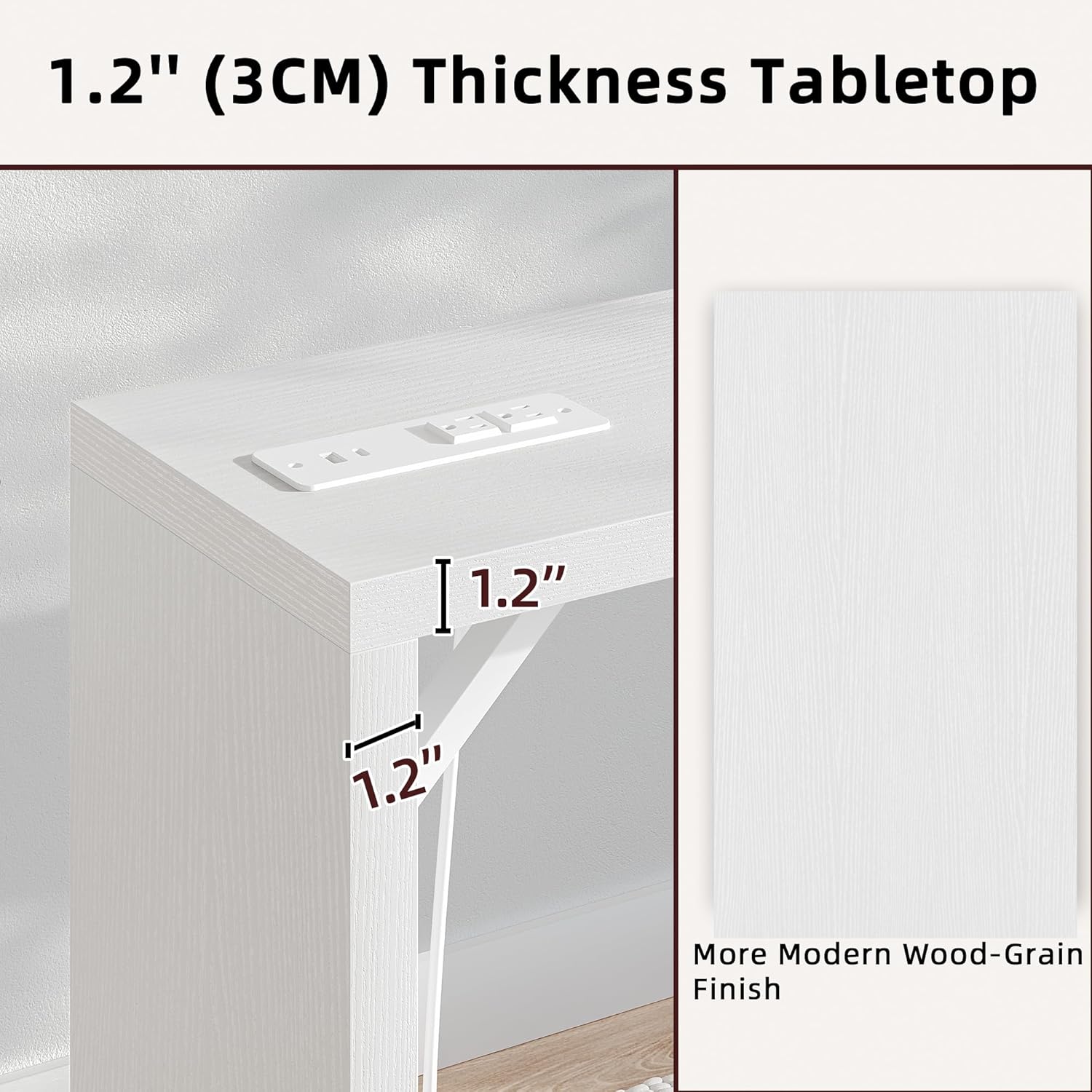 TIQLAB Sofa Table, 79''L x 9.1''W (1.2'' Thickness) Long Console Table Behind Couch, Entryway Table with Angled Metal Frame, Industrial Console Table, White