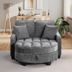 Oversized Chaise Lounge Chair Indoor with Ottoman, Chenille Tufted Comfy Loveseat Sofa Chair with Adjustable Backrest, Fluffy Recliner Sofa, Convertible Couch Sleeper Bed for Living Room(51"W, Grey)