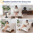 MAXYOYO Adjustable Living Room Chair, 3-Position Bean Bag Chair with Frame | Upholstered Accent Chair with Frame, Removable Cushion, Soft Reclining Lounge for Bedroom, Apartment, Office, Beige