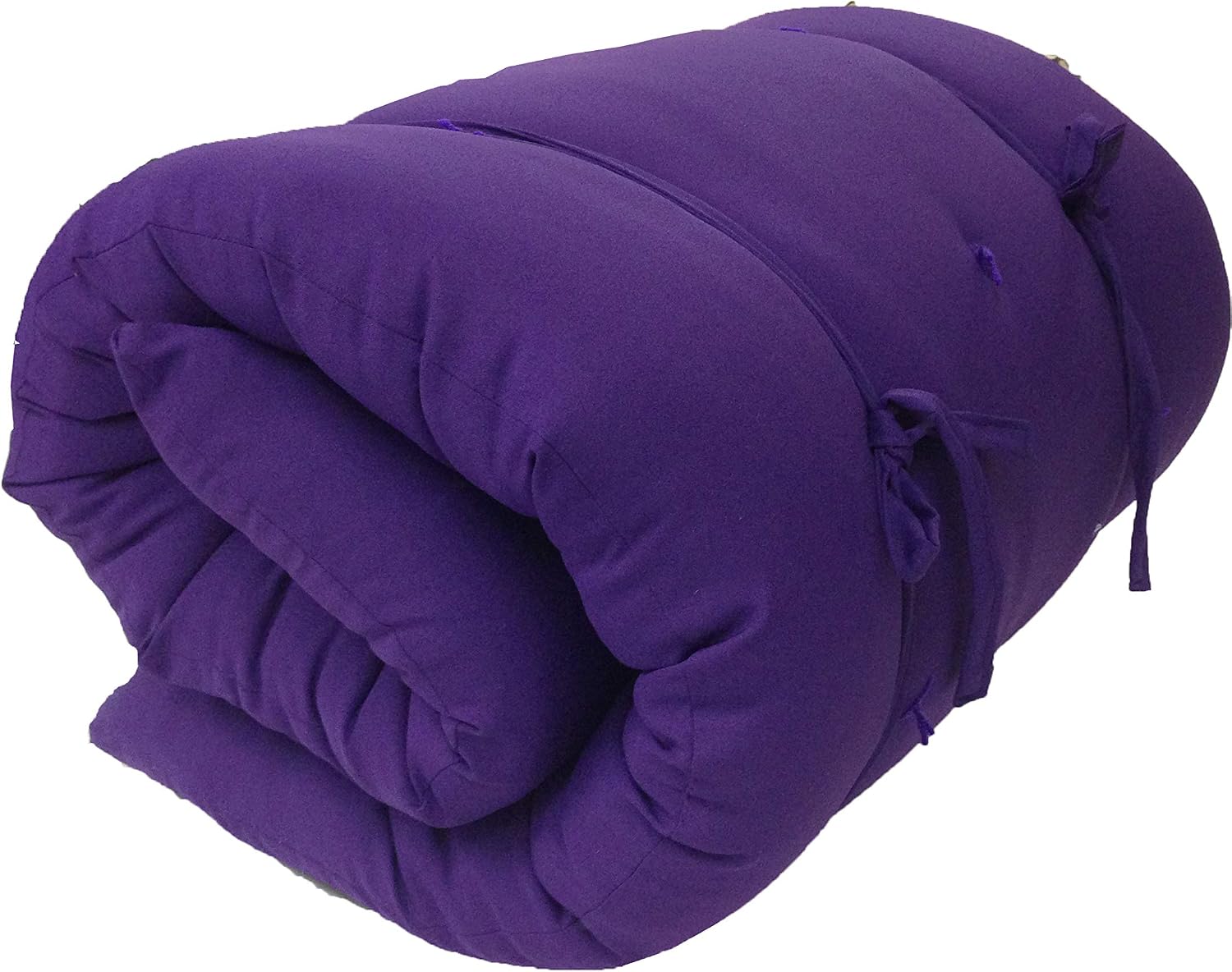 D&D Futon Furniture Queen Size Traditional Japanese Floor Rolling Mattresses, Cotton Batting/Foam/Polyester Batting, Shikifuton, Tatami, Mat 80 x 60 x 3 Thick, Purple
