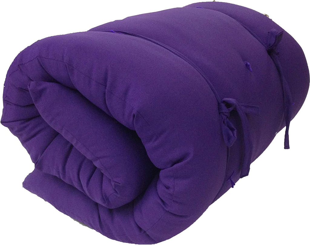 Purple Full Size Traditional Japanese Floor Futon Mattresses, Cotton Batting/Foam/Polyester Batting, Foldable Cushion Mats, Yoga, Meditaion 80 x 54 x 3
