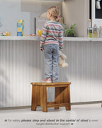 FANATU 13" Wooden Step Stool for Adults, Non-Slip One Step Stool for Adults | Heavy Duty Bed Step Stool For High Beds With Wide Acacia Wood Platform, Reinforced Support Bars, Non-Slip Feet, Holds 500 Lbs